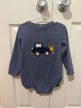 Abby & Evie Navy Blue Tow Truck Long-Sleeve Bodysuit